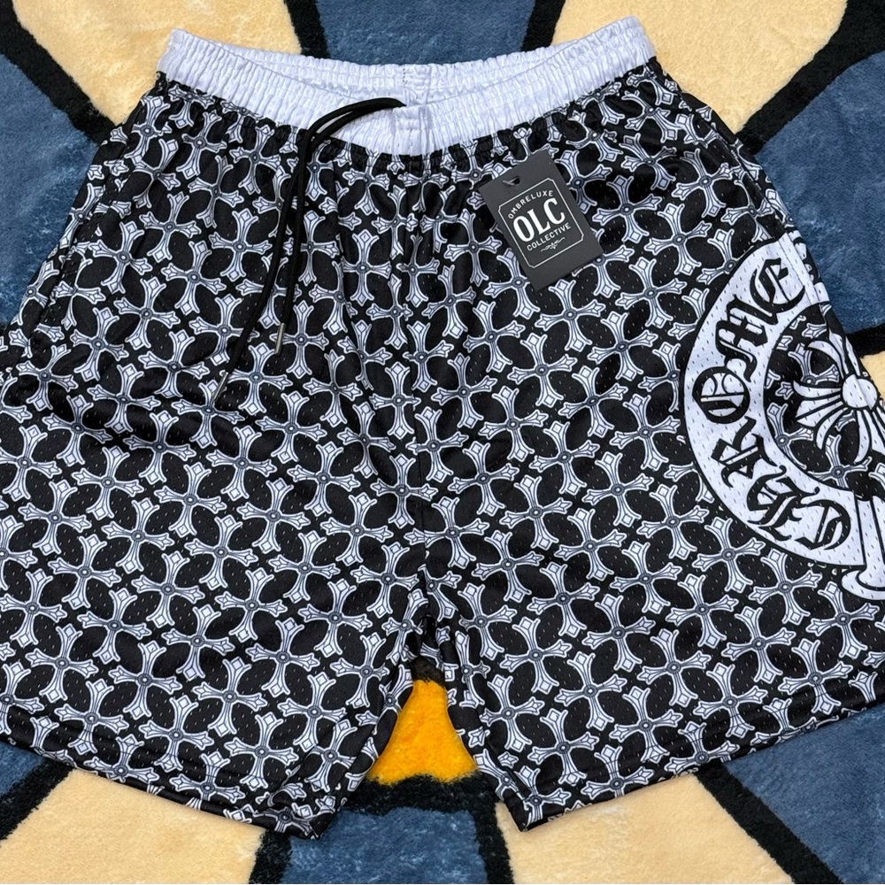 Black Cross Pattern Mesh Shorts Streetwear Style Sizes S–2XL | New